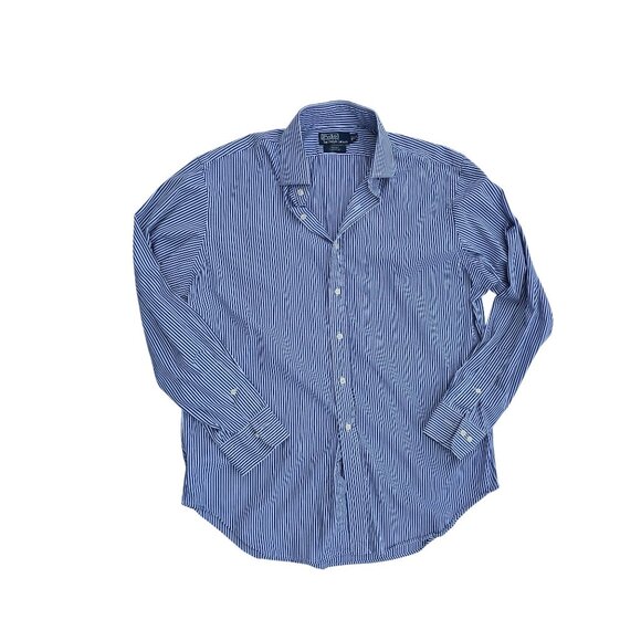 Polo By Ralph Lauren Regent Classic Fit Blue & White Striped Button-Down Shirt - Picture 1 of 5
